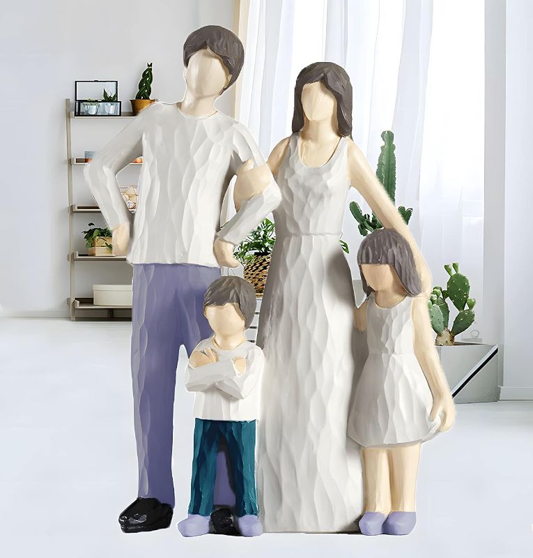 Photo 1 of HLHUUP from Daughter Family of 4 Figurines dad Gifts from Kids Birthday Gifts for Men Family Statues for Home Decor 4.72" W x 1.97" D x 6.3" H 
