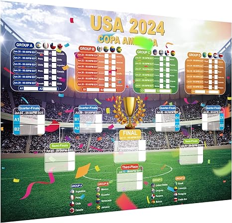 Photo 1 of 2024 European Cup,Copa Amé-rica Schedule Wall Chart - Germany, USA 2024 Football Tournament Schedule Soccer Calendar Soccer Game Schedule Poster Home Bar Party Decorations (Amé-rica) 