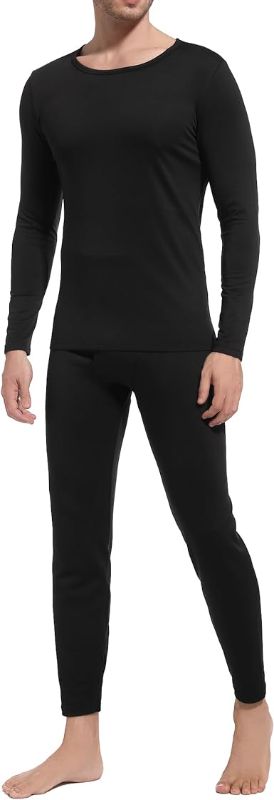 Photo 1 of serava Thermal Underwear for Men, Long Johns Fleece Lined Thermals Top Bottom Set Base Layer for Cold Weather SIZE 2XL
