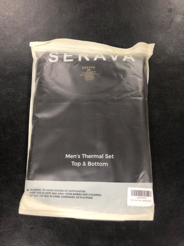 Photo 2 of serava Thermal Underwear for Men, Long Johns Fleece Lined Thermals Top Bottom Set Base Layer for Cold Weather SIZE 2XL