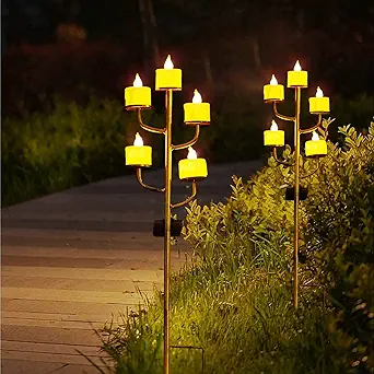 Photo 1 of Solar Garden Candle Lights - Outdoor Waterproofing Pathway Flickering Lights, Solar Stake Lights, Yard Patio Pathway Decoration