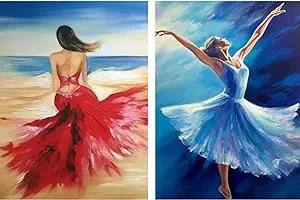 Photo 1 of Yomiie 2 Pack 5D Diamond Art Painting Kits Dancer Full Drill by Number Kits, Ballerina Girl Women Paint with Diamonds Art Rhinestone Embroidery Cross Stitch Craft for Home Room Decoration (12x16 inch) 