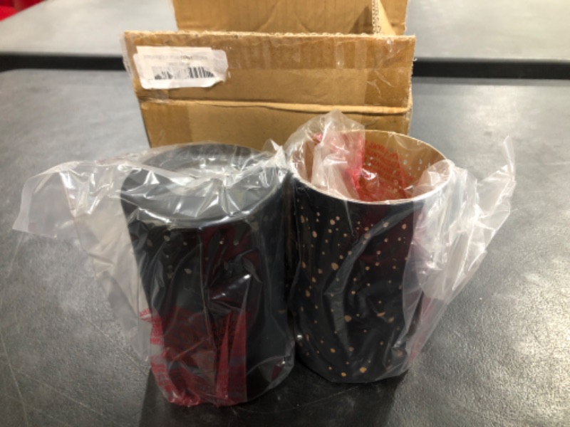 Photo 1 of ALUCSET Cylinder Metal Lampshade, Sky Stars Design, Fixture Replacement Globes or Shades with 1-5/8 Inch Fitter Opening, Set of 2 (Black/Gold)