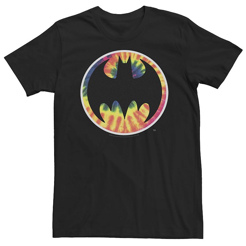 Photo 1 of Big & Tall DC Comics Pride Batman Rainbow Tie-Dye Logo Tee, Men's, Size: Large Tall, Black