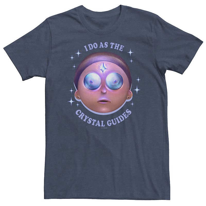 Photo 1 of Big & Tall Rick & Morty I Do as the Crystal Guides Morty Crystal Ball Head Tee, Men's, Size: XXL Tall, Blue