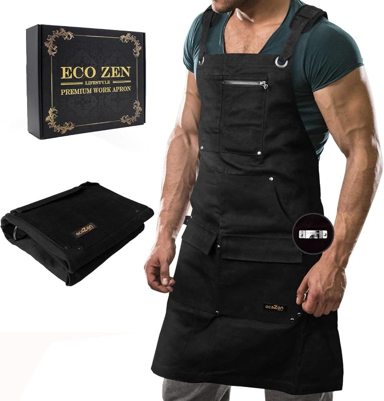 Photo 1 of Waxed Canvas Apron (Kevlar Thread) Welding Apron - Heat&Chemical Resistant Heavy Duty Fully Adjustable to Comfortably Fit Men and Women Size S to XXL | Tool Apron Give Protection and Last a Lifetime
