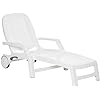 Photo 1 of Outsunny Outdoor Chaise Lounge Chair on Wheels with Storage Box, Waterproof Lounger with Quick Assembly, Folding Design, 5 Level Adjustable Backrest for Pool, Beach, Patio, Garden, White
