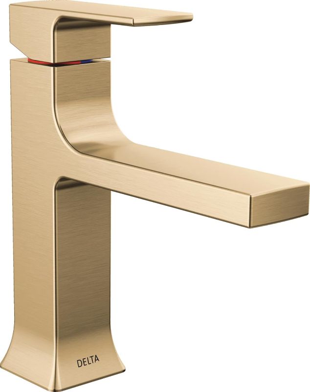 Photo 1 of Delta 537-MPU-DST Velum 1.2 GPM Single Hole Bathroom Faucet with Push Pop-up Drain Assembly Champagne Bronze Faucet Bathroom Sink Faucets Single
