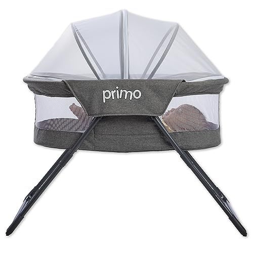 Photo 1 of Cocoon Deluxe Folding Indoor & Outdoor Travel Bassinet in Heather Gray, Lightweight Design, Portable Bassinet, Quick Fold, Adjustable Breathable Mesh
