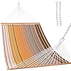 Photo 1 of Lazy Daze Hammocks Quick Dry Hammock with Spreader Bar 2 Person Double Hammock with Chains Outdoor Outside Patio Poolside Backyard Beach 450 lbs Capacity Coffee Coffee Stripes