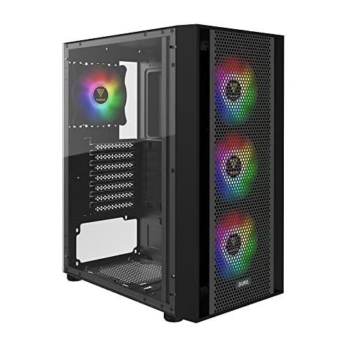 Photo 1 of ZEUS GAMDIAS ATX Mid Tower Gaming Computer PC Case with Side Tempered Glass, 4X 120mm ARGB Case Fans and Sync with 5V RGB Motherboard and Excellent Ai
