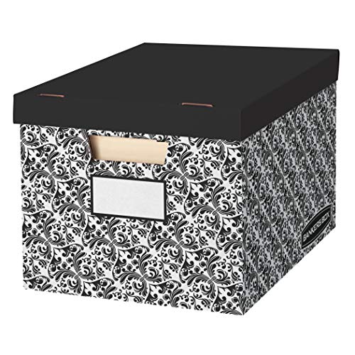 Photo 1 of Bankers Box 0035501 Decorative Storage Box with Lids, Black and White, 10 Pack
