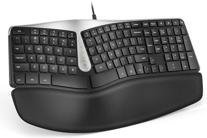 Photo 1 of Nulea RT02 Ergonomic Keyboard, Wired Split Keyboard with Pillowed Wrist and Palm Support, Featuring Dual USB Ports, Natural Typing Keyboard for Carpal Tunnel, Compatible with Windows/Mac
