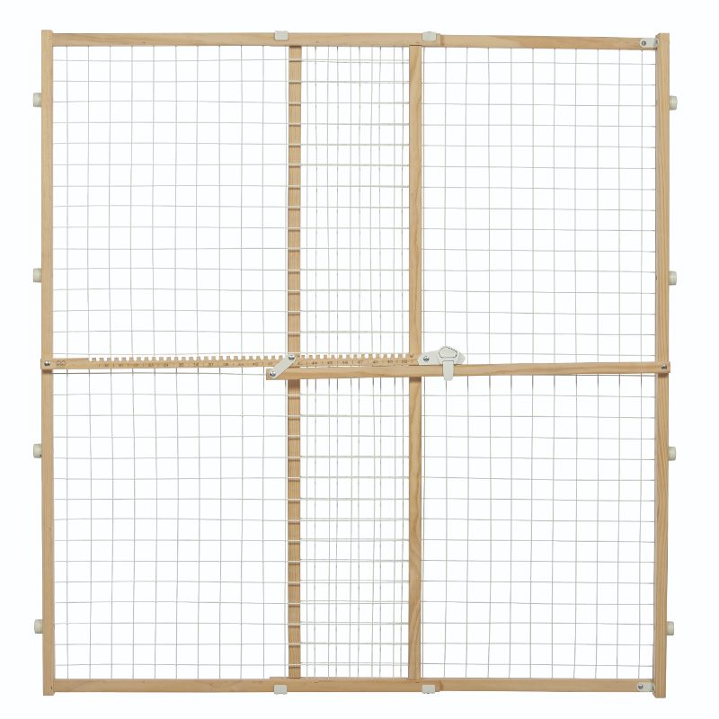 Photo 1 of Midwest Wire Mesh Pet Safety Gate for Dogs, 44"H, Large - X-Tall, Natural Wood
