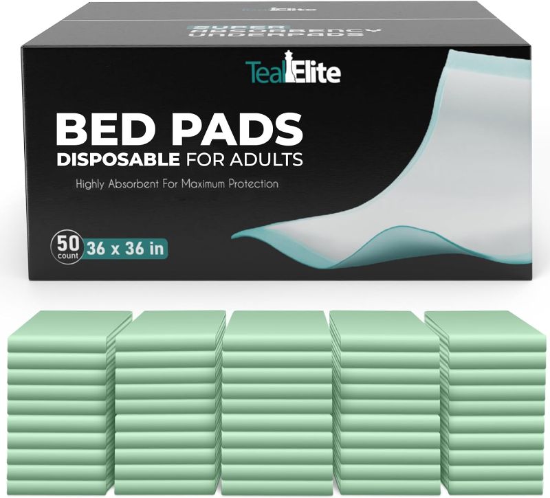 Photo 1 of Disposable Bed Pads for Adults 36 x 36, 50 Count - Extra Large Bed Pads, Leakproof Incontinence Bed Pads, Chucks Pads Disposable Adult, Super Absorbent Disposable Underpads - Great for Adult, Babies
