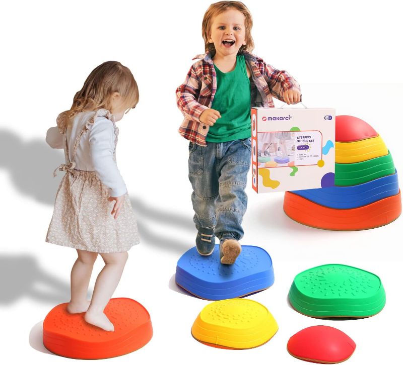 Photo 1 of Stepping Stones for Kids, 5pcs Non-Slip Plastic Balance River Stones for Promoting Children's Coordination Skills Sensory Play Equipment Toys Toddler Ages 3 4 5 6 7 8 Years
