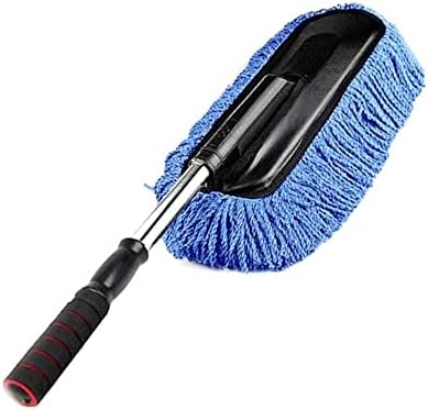 Photo 1 of  Removable Telescopic Car Wax Drag Nano Fiber Car Wash Brush Car Dusting Tool Car Mop Wax Dash Duster Exterior Interior Cleaning Kit (Premium Car Duster 1 Pcs Set, Blue) 