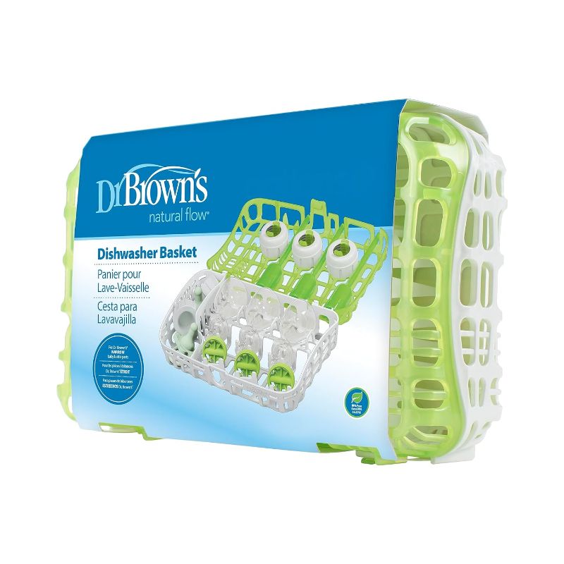 Photo 1 of  Dr. Brown's Dishwasher Basket for Small Baby Bottle Parts, Pacifiers, and Accessories, Clean, Store and Organize Newborn Essentials, Green, BPA-free 