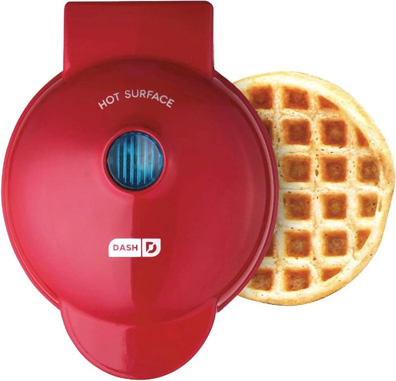 Photo 1 of  DASH Mini Waffle Maker - 4” Waffle Mold, Nonstick Waffle Iron with Quick Heat-Up, PTFE Nonstick Surface - Perfect Mini Waffle Maker for Kids and Families, Just Add Batter (Red) 