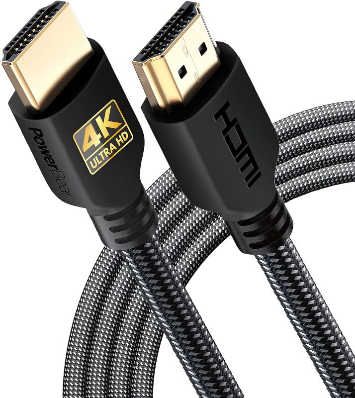 Photo 1 of PowerBear 4K HDMI Cable 10 ft | High Speed Hdmi Cables, Braided Nylon & Gold Connectors, 4K @ 60Hz, Ultra HD, 2K, 1080P, ARC & CL3 Rated | for Laptop, Monitor, PS5, PS4, Xbox One, Fire TV, & More
