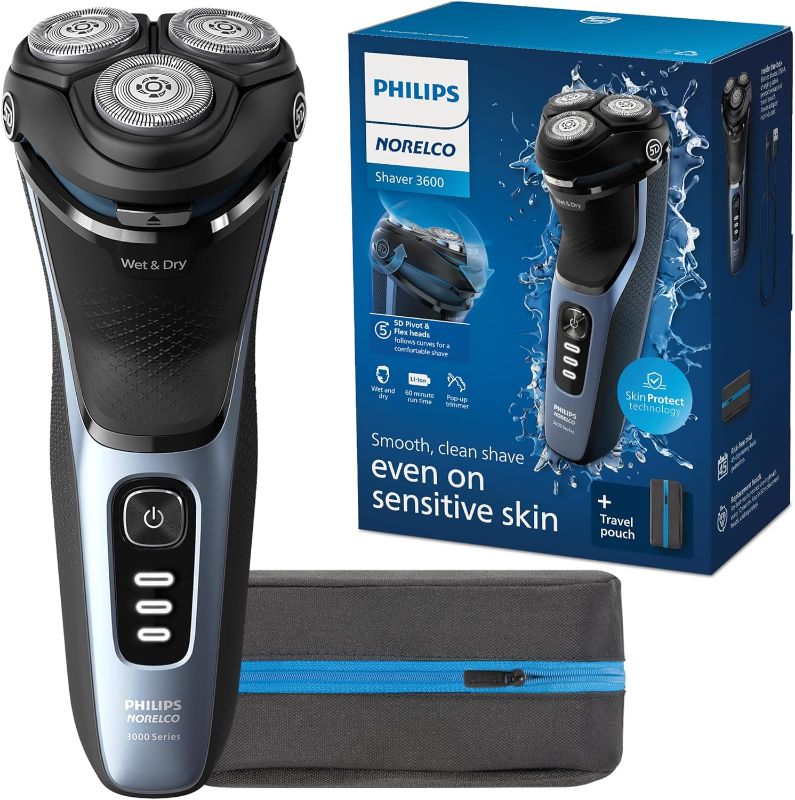 Photo 1 of Philips Norelco Shaver 3600, Rechargeable Wet & Dry Electric Shaver with Pop-Up Trimmer and Storage Pouch, S3243/91
