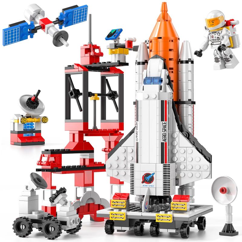 Photo 1 of 16 in 1 Space Rocket Launch Center Building Toy Set, STEM-Inspired Space Toy with Rocket, Launch Tower, Observatory, Control, Birthday Christmas Easter Gifts for 6 7 8 9 10 11 12 Year Old Boys 123-720