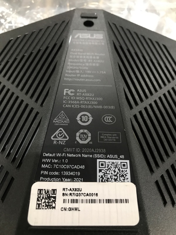Photo 1 of  ASUS RT-AX82U AX5400 Dual-Band WiFi 6 Gaming Router, Game Acceleration, Mesh Support, Dedicated Port, Mobile Boost, MU-MIMO, Aura RGB 