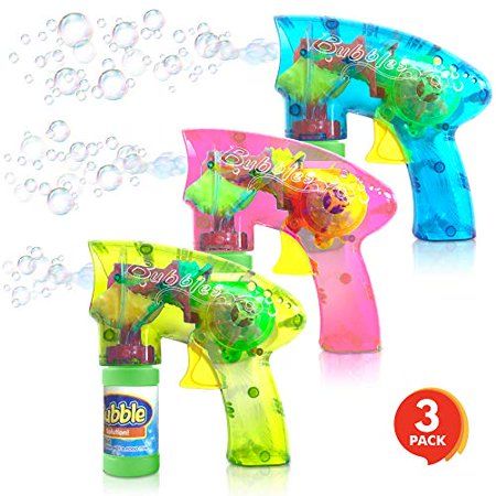 Photo 1 of ArtCreativity Friction Powered Light up Bubble Blaster Gun Set - Set of 3 - Includes 3 LED Bubbles Guns and 6 Bottles of Bubble Fluid - No Batteries 