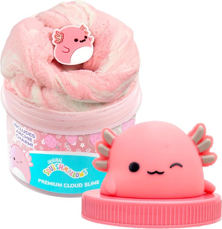 Photo 1 of SQUISHMALLOWS Original Archie The Axolotl Premium Scented Slime, 8 oz. Smooth Slime, Cotton Candy Scented, 3 Fun Slime Add Ins, Pre-Made Slime for Kids, Great 6 Year Old Toys, Super Soft Sludge Toy
