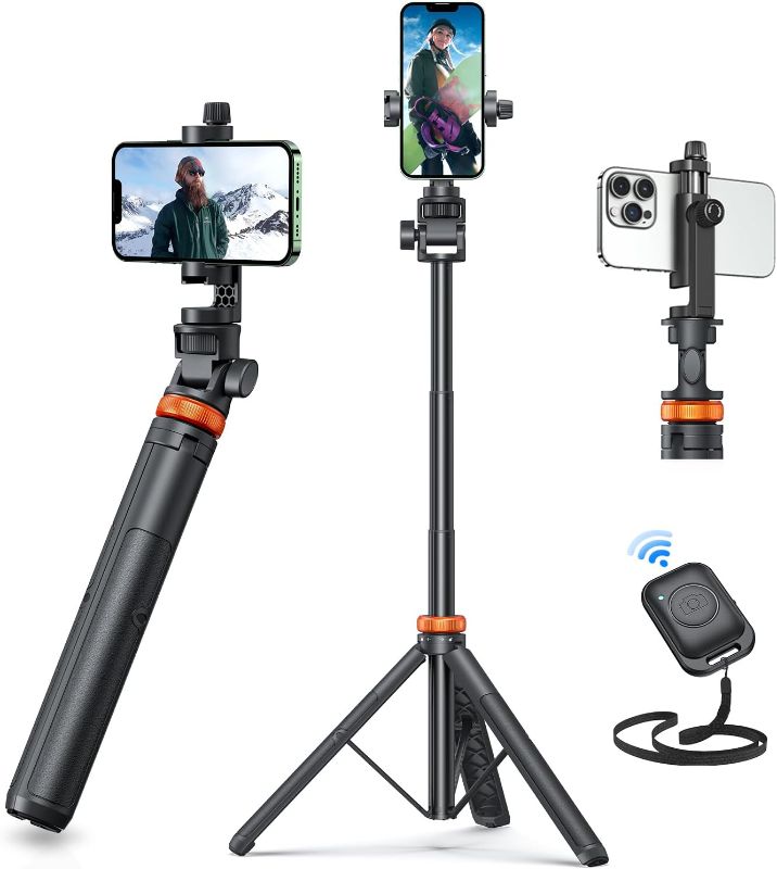 Photo 1 of EUCOS Newest 62" Phone Tripod, Tripod for iPhone & Selfie Stick Tripod with Remote, Extendable Phone Tripod Stand & Travel Tripod, Solidest Cell Phone Tripod Compatible with iPhone/Android
