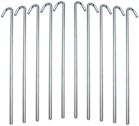 Photo 1 of  Galvanized Steel Tent Stakes, Solid Steel Tent Pegs, Rust Resistant Metal Hook, Garden Stake for Plants and Landscaping, Perfect for Anchoring Camping Tents 20 PACK