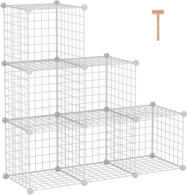 Photo 1 of  C&AHOME Wire Cube Storage, 6 - Cube Organizer Metal C Grids, Modular Shelves Units, Storage Bins Shelving, Closet Organizer, Ideal for Home, Office, Living Room, 36.6”L x 12.4”W x 36.6”H White 