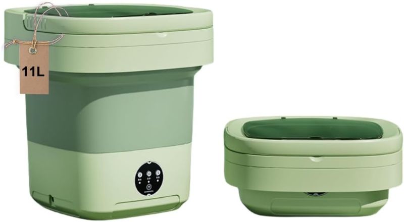 Photo 1 of  Portable washing machine,Mini Washer,11L upgraded large capacity foldable Washer.Deep cleaning of underwear, baby clothes and other small clothes.Suitable for apartments, dormitories, hotels.(Green) 