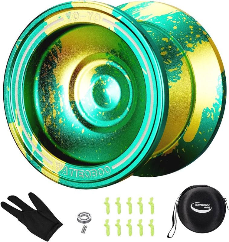 Photo 1 of  WATIEOBOO Yoyo Professional Trick Yoyo for Kids Beginners Unresponsive Yoyo for Adults Intermediate-Advanced Players with U Type KK Bearing + Glove (YELLOW/GREEN) 