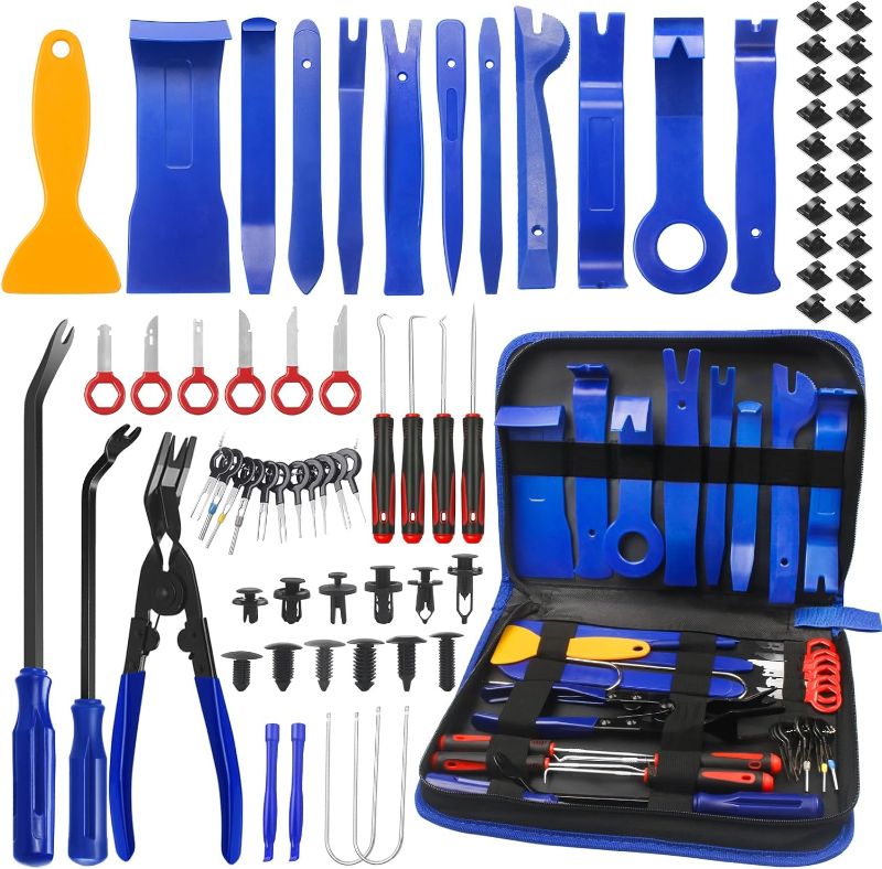 Photo 1 of  Trim Removal Tool, 120Pcs Car Panel Door Audio Removal Tool Kit, Auto Clip Pliers Fastener Remover Pry Tool Set with Storage Bag 