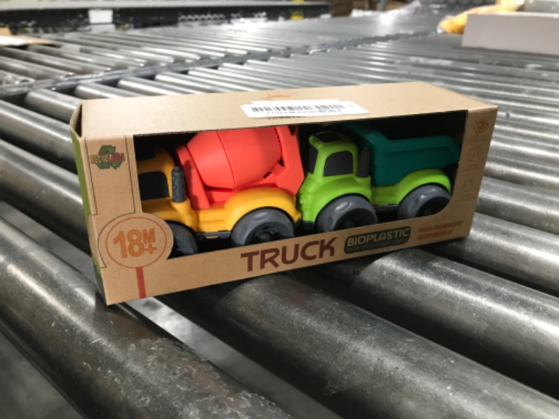 Photo 2 of  Zing Plantastic City Vehicles - Double Pack (Small Size) - Cement Mixer and Dump Truck - Made from 40% Wheat Straw Material – Pretend Play Toy for Age 3 and Up 