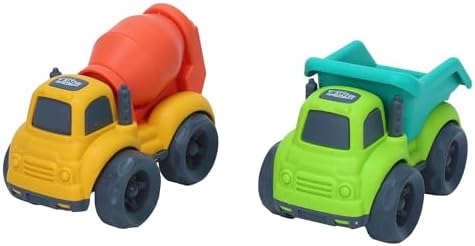 Photo 1 of  Zing Plantastic City Vehicles - Double Pack (Small Size) - Cement Mixer and Dump Truck - Made from 40% Wheat Straw Material – Pretend Play Toy for Age 3 and Up 