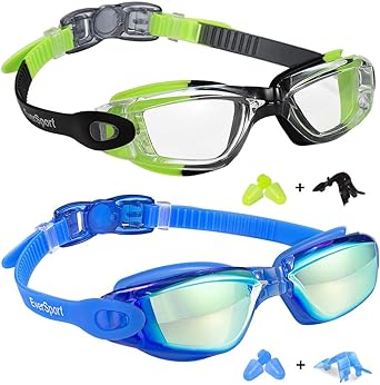 Photo 1 of EverSport Kids Swim Goggles, Pack of 2 Swimming Goggles for Children Teens, Anti-Fog Anti-UV Youth Swim Glasses for Age4-16 