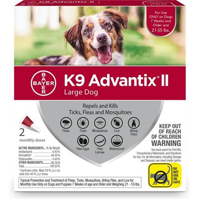 Photo 1 of  K9 Advantix II Large Dog Vet-Recommended Flea, Tick & Mosquito Treatment & Prevention | Dogs 21-55 lbs. | 1-Mo Supply 