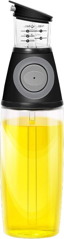 Photo 1 of  Kitchen Oil Dispenser Press and Measure Oil Dispenser Bottle, Olive Oil and Vinegar 17oz/500ml Glass Bottles Drip Free Oil Pourer Healthy Cruet,Black 
