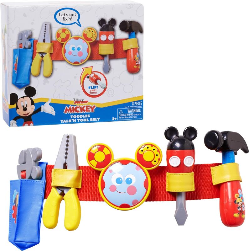Photo 1 of  Disney Mickey Toodles Talk'n Toolbelt and Kids Play Tool Accessories for Dress Up and Pretend Play, Kids Toys for Ages 3 Up by Just Play 