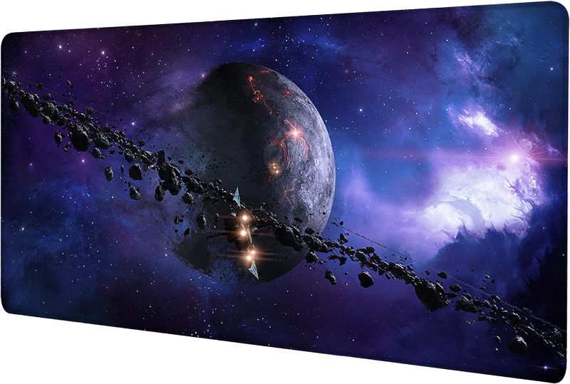 Photo 1 of Gaming Mouse pad Space Galaxy Starry Sky Mouse pad,31.5x15.7inch XXL Large Big Computer Keyboard Mouse Mat Desk PadNon-Slip Base and Stitched Edge for Home Office Gaming Work, Space Theme 