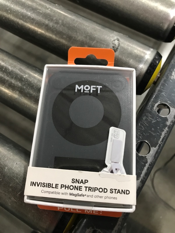 Photo 2 of MOFT Phone Tripod Stand Compatible with iPhone 15/14/13/12 Series, Angle Adjustment & Strong Magnets & MagSafe Compatible MOVAS Invisible Selfie Stick Tripod, Jet Black