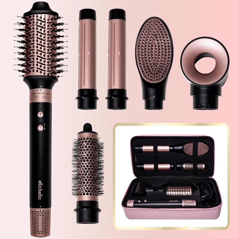 Photo 1 of ELLA BELLA®? 6 in 1 Professional Hot Air Styler • Powerful Hair Dryer & Straightener Set • Styling Without Heat Damage • Fast Drying Curling Volumizing Straightening • Includes Protective Travel Case

