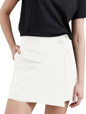 Photo 1 of Cicy Bell Womens Summer Wrap Skirt Casual High Waisted Skort Shorts with Pockets -- SIZE L
