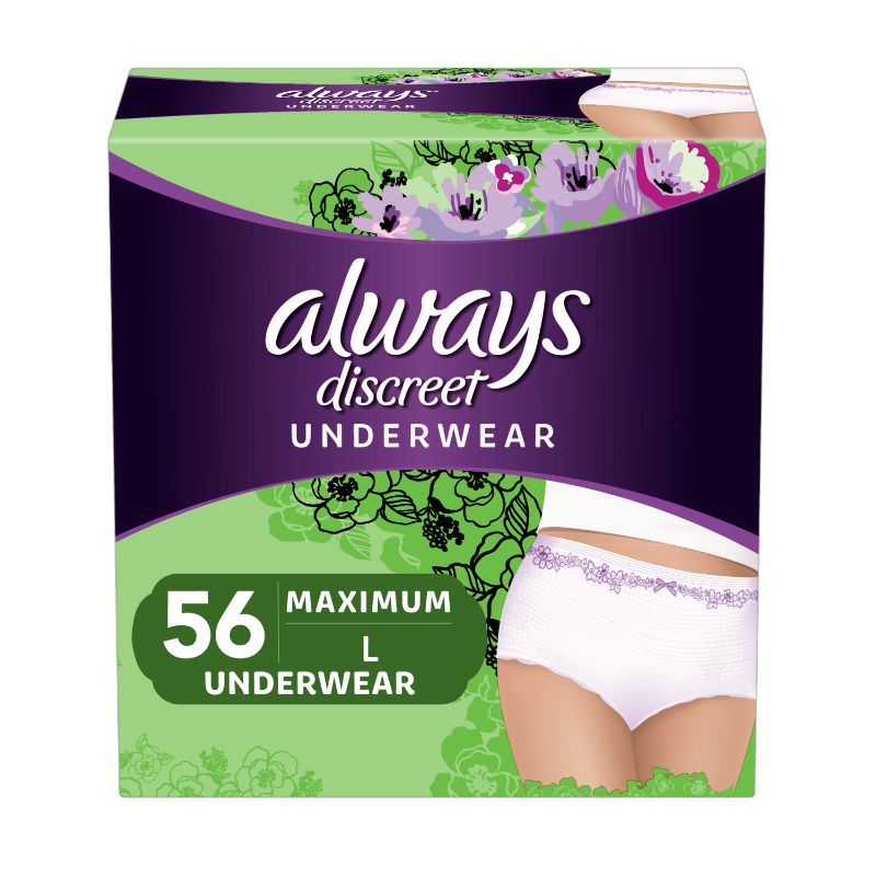 Photo 1 of Always Discreet Incontinence & Postpartum Incontinence Underwear for Women - Maximum Absorbency - Large - 56ct
