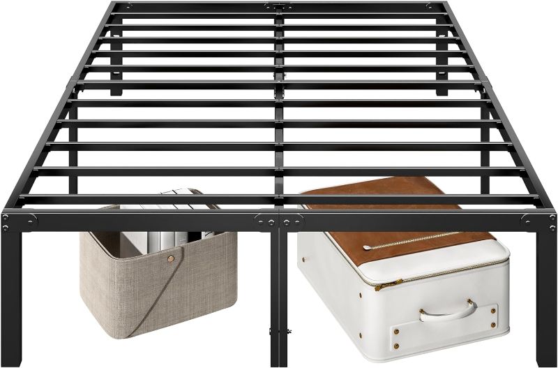 Photo 1 of 14 Inch Queen Metal Platform Bed Frame,Metal Slat Support,No Box Spring Needed,Large Storage Space, Easy Assembly,Noise Free?Black
