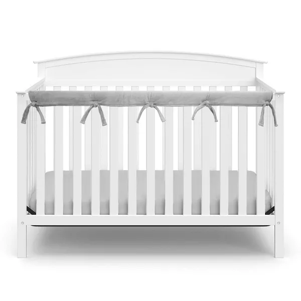 Photo 1 of TL Care Heavenly Soft Narrow Reversible Crib Cover for Long Rail Gray/White
