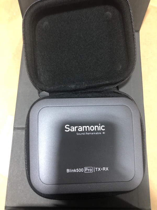 Photo 2 of Saramonic Blink500 Pro B1 Mini Dual-Channel Stereo Wireless Microphone with Charging Case, OLED Display& 3.5mm Headphone Output for DSLR, Mirrorless and Video Cameras, Smartphones, Tablets, Computers