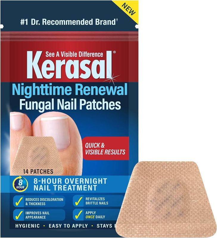Photo 1 of bundle of 16 pounches Kerasal Nighttime Renewal Fungal Nail Patches - 14 Patch - Overnight Nail Repair for Nail Fungus Damage, 8-Hour Nail Treatment Restores Healthy Appearance
